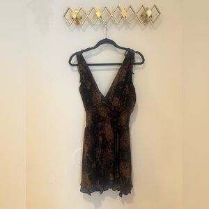 PARKER | Shoulder Tie Cocktail Dress | Blush Python Print | L
